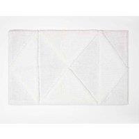 Homescapes 100% Cotton Bath Mat Tufted Geometric Design in White
