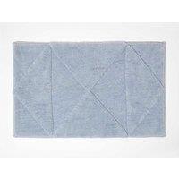 Homescapes 100% Cotton Bath Mat Tufted Geometric Design in Blue
