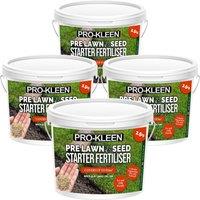 ProKleen Pre Lawn & Seed Starter NPK Grass Growth Fertiliser 4 x 2.5KG in Green