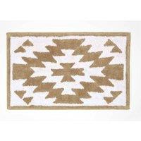Homescapes Natural & White Bath Mat 100% Cotton Aztec Design, 50 x 80 cm in Beige