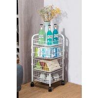 Living and Home 4-Layer Iron Wire Rotating Trolley Cart Scalable Spice Rack Vegetable Fruit Storage Basket Organizer for Kitchen | Size: Small