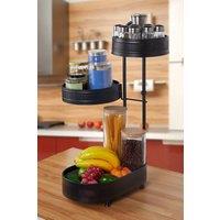 Living and Home 3-tier Rotating Spice Rack Metal Desktop Storage Shelf in Black