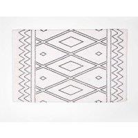Homescapes Black & White Bath Mat 100% Cotton Boho Design, 50 x 80 cm