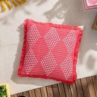 Furn Kadie Woven UV Water Resistant Outdoor/Indoor Cushion in Pink | Size: 45 cm x 45 cm