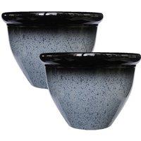 simpa Speckle Glaze Effect Grey Plastic Planters - Set of 2 | Size: Medium