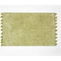Homescapes Tufted Bath Mat 100% Cotton with Pom Pom Edges in Green