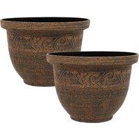 simpa Kingscliffe Rustic Bronze Plastic Planter Pots - Set of 2 | Size: Large