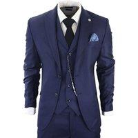 Infinity Leather Men's Classic 3-Piece Plain Suit in Navy | Size: 48R