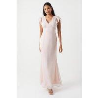 Coast Women's Shimmer Chiffon Angel Sleeve Bridesmaid Maxi Dress in Blush | Size: 12