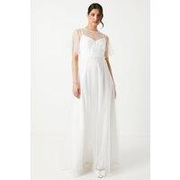Pearl Embellished Mesh Wedding Dress
