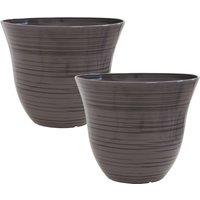 simpa Halo Gloss Grey Plastic Planters - Set of 2 | Size: Large