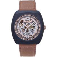 Heritor Automatic Gatling Skeletonized Leather-Band Watch - Gold/Brown