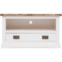 Cabinet Bits Cosenza Off-White 1 Drawer TV Cabinet Brass Drop Handle
