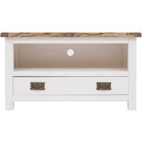 Cabinet Bits Lovere Off-White 1 Drawer TV Cabinet Brass Drop Handle