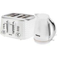 Geepas "Argyle" Matching 1.7L Jug Kettle & 4 Slice Toaster Set in White