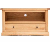 Cabinet Bits Lucca Waxed 1 Drawer TV Cabinet Brass Knob in Light Brown