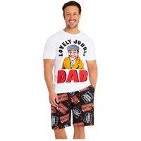 Only Fools and Horses Men's Summer Short Sleeve Pyjama Set in White | Size: 2XL