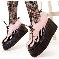 Lamoda Women's Girls On Tour Pink Flame Chunky Platform Creeper Shoes Stylish | Size: 4