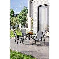 5 Pcs Square Outdoor Garden Tempered Glass Table and Chair Set