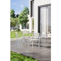 4Pcs White Outdoor Garden Dining Armchairs