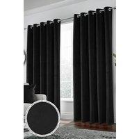 Enhanced Living Velvet, Supersoft, 100% Blackout, Thermal Pair of Curtains with Eyelet Top - Black | Size: 168 cm width x 183 cm drop