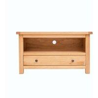 Cabinet Bits Lugo Waxed 1 Drawer TV Cabinet Brass Knob in Light Brown
