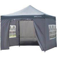Gr8 Garden Commercial Grade Grey Pop Up Gazebo Waterproof Heavy Duty Market Stall Tent 3x3m