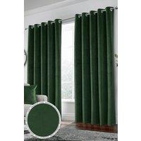 Enhanced Living Velvet, Supersoft, 100% Blackout, Thermal Pair of Curtains with Eyelet Top - Green | Size: 117 cm width x 137 cm drop