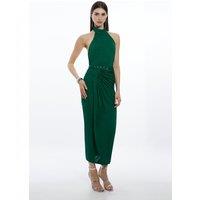 High Neck Twist Jersey Maxi Dress