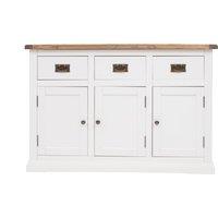 Cabinet Bits Cosenza Off-White 3 Drawer 3 Door Sideboard Brass Drop Handle