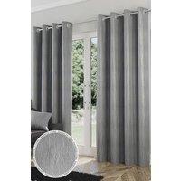 Enhanced Living 'Goodwood' Silver - Thermal, Energy Saving, Dimout Eyelet Pair of Curtains with Wave Pattern | Size: 229 cm width x 229 cm drop