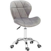 Orsina Velvet Quilted Home Office Chair in Silver