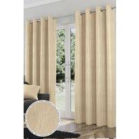 Enhanced Living 'Goodwood' Cream - Thermal, Energy Saving, Dimout Eyelet Pair of Curtains with Wave Pattern | Size: 229 cm width x 229 cm drop