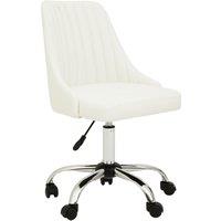 Orsina Ergonomic Off-White Leather Effect Home Office Chair, Comfortable Work From Home Chair, Movable Work Chair in White