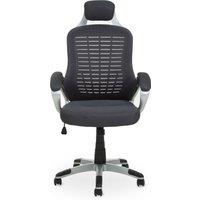 Orsina Comfortable Black & Silver Home Office Chair, Ergonomic Work From Home Chair, Movable Ergonomic Chair in Grey