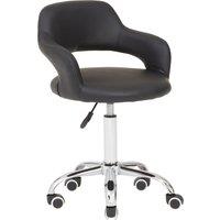 Orsina Ergonomic Black PU Home Office Chair with Curved Back, Comfortable Work From Home Chair, Movable Chair
