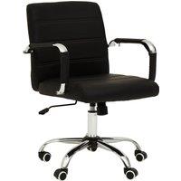 Orsina Comfortable Black Leather Effect & Chrome Home Office Chair, Ergonomic Work From Home Chair, Movable Chair