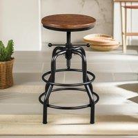 FURNOS Industrial Adjustable Height Retro Bar Stool in Brown