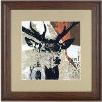 Orsina Framed Stag Head Wall Art, Christmas Wall Art, Abstract Artwork for Home, Office, Stag Head Wall Painting in Brown
