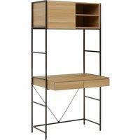 Orsina Stable Natural Oak Shelf Unit, Sleek & Versatile Narrow Shelving Unit, Easily Maintained Work Space in Grey