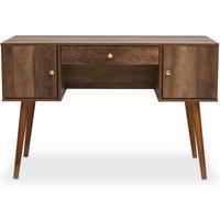 Orsina Contemporary Design Two Door One Drawer Desk, Versatile Wooden Finish Work Desk, Stable Single Drawer Desk in Brown