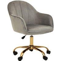 Orsina Brent Velvet & Gold Home Office Chair in Grey