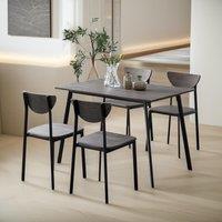 FURNOS Industrial Dining Table With 4 Chairs Set Wood Effect Furniture in Brown