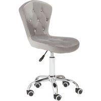 Orsina Comfortable Pink Velvet Buttoned Home Office Chair, Ergonomic Work From Home Chair, Movable Ergonomic Chair in Silver