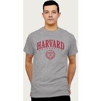 Harvard University Men's Classic Red Shield T-Shirt in Mid Grey | Size: Large