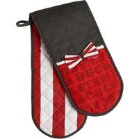 Orsina Double Oven Glove, Colourful Quilted Design With Heat-Resistant Padding, Protects Both Hands When Handling in Red