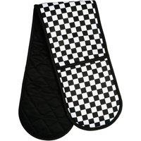 Orsina Check Mate Double Oven Glove, Quilted Heat-Resistant Fabric With Timeless Check Pattern, Protects Both in Black