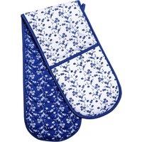 Orsina Blue Rose Double Oven Glove, Quilted Heat-Resistant Fabric With Delicate Blue Floral Print