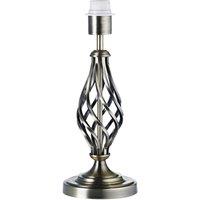 Happy Homewares Traditional Table Lamp Base with Twist Metal Stem Design & Inline Switch in Metallic Gold | Size: 15 inches