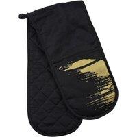 Orsina Double Oven Glove, Bold Geometric Pattern With Quilted Heat-Resistant Padding, Protects Both Hands in Black